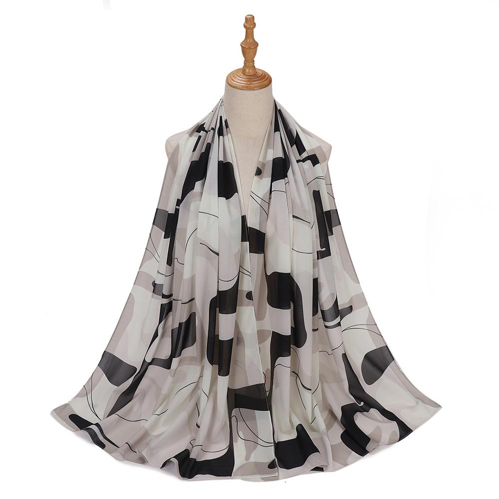 New Designs Printed Hijab Chiffon Scarfs For Women Scarves Muslim Fashion Turbans Malaysian Muslim Hijabs Wraps Ramadan Turban