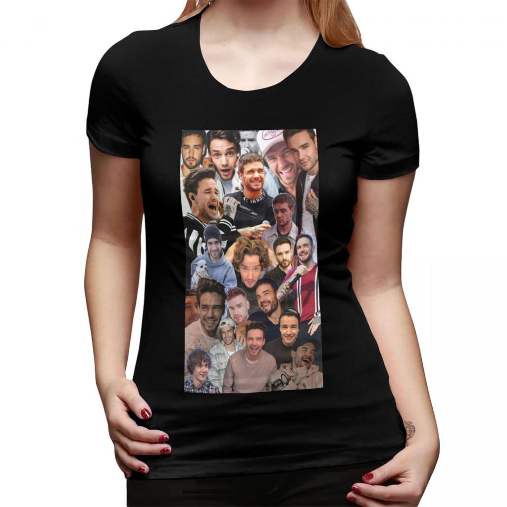 Liam Payne Photo Collage TShirt for Women ONeck Streetwear T Shirts Womens Short Sleeve Summer Clothes Tops