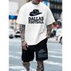 European Size Dallas Football Men's Latest Trendy Short-sleeved T-shirts Summer Fashion Print European and American Men Casual Sports Loose T-shirts