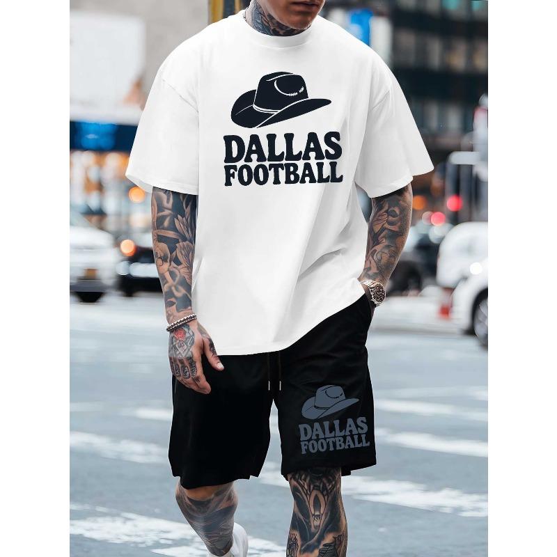 European Size Dallas Football Men's Latest Trendy Short-sleeved T-shirts Summer Fashion Print European and American Men Casual Sports Loose T-shirts