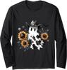 Cute Ghost Cowboy Hat Sunflowers Western Halloween Long Sleeve Tshirt