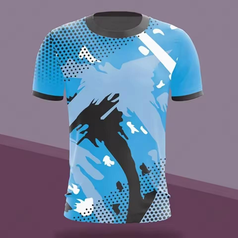 Men's T-Shirts Crew Neck Short Sleeve Colourful Print Tennis Series Sportswear T-Shirt Gym Tops Short Sleeved O-Neck Tshirts