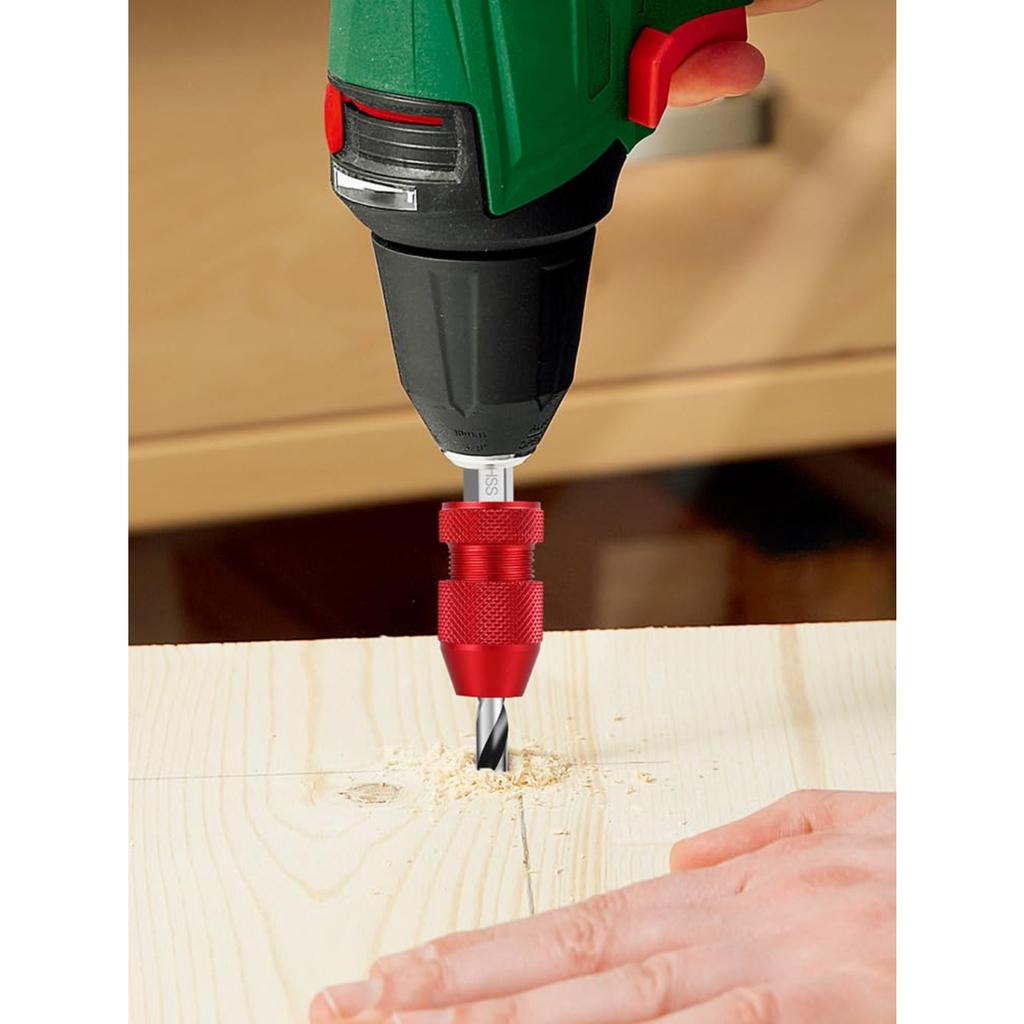 2Pcs Drill Depth Stop Set Aluminum Alloy Drill Stop Precise Drill Size Range 5/64-3/16 15/64-7/16 for Furniture Tile Metal Wood