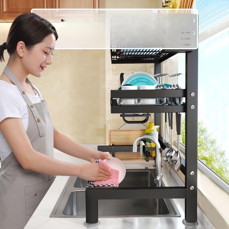 Zhishi Black Carbon Steel Kitchen Dish Drying Rack