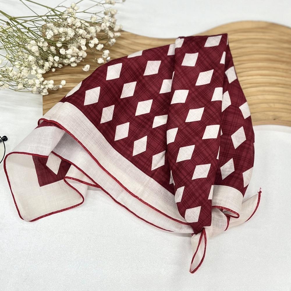 

55X55Cm Plant Printed Scarf Women S Autumn And Winter Cotton Linen Scarf Warm Sun Protection Headscarf Neck Protection Scarfs