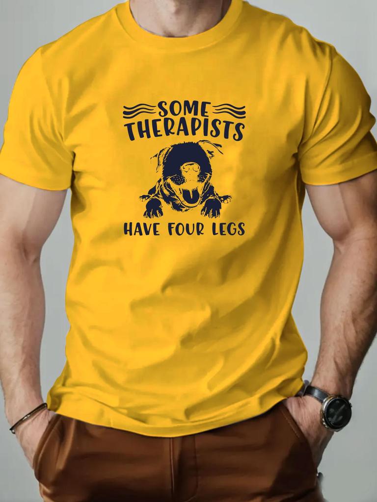 Mens cotton Tshirt SOME THERAPISTS HAVE FOUR LEGS summer round neck short sleeve graphic breathable fashion casual Tshirt