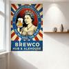 Vintage Queen Elizabeth II Beer Propaganda Metal Tin Sign, Retro Union Jack Radial Burst Wall Art for Bar Pub Man Cave Home Deco
