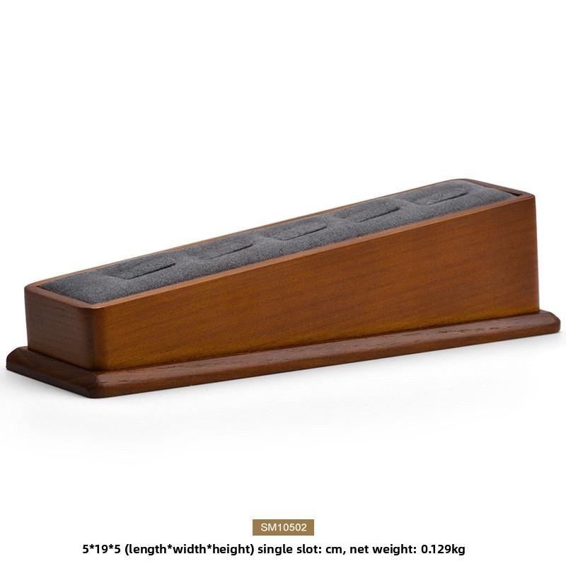Jewelry Display Props Solid Wood 5-Slot Inclined Ring Stand Vintage Ring Display Holder