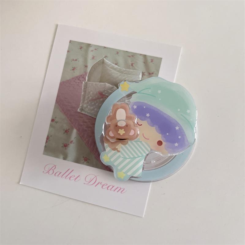 Kawaii Cartoon Magnetic Stand Phone Case For iPhone 16 Pro 15 14 13 Pro Max Cover for Magsafe Shockproof Silicone Cute Cases