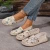 Antypoślizgowe Buty Vintage Damskie Lniane Buty Nowy Chiński Styl Styl Narodowy Drukowane Buty z Trawy Plecione Miękka Podeszwa Antypoślizgowe Buty dla Mamy