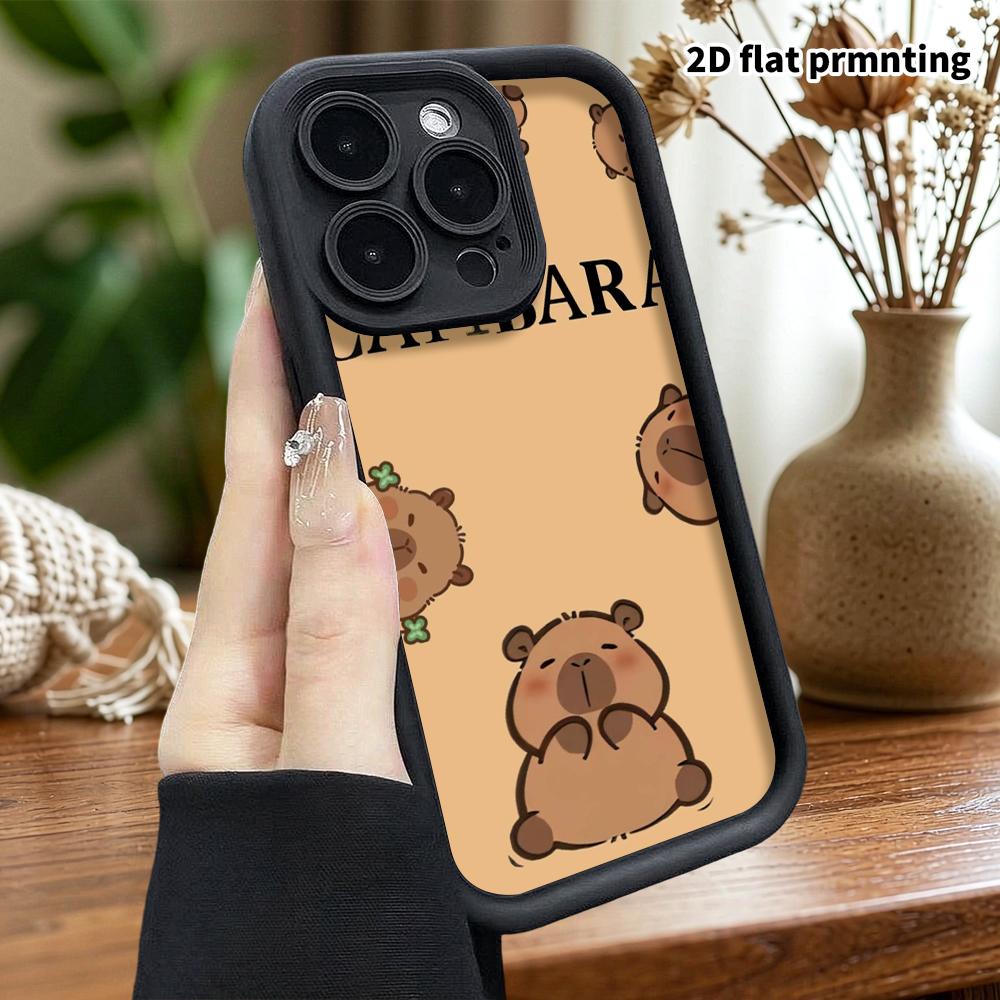 Phone Case: 2D Flat Design Suitable for iPhone 18 17 16 15 14 13 Pro Stepped Protective Case, Scattered Capybara Heads, Christmas and Halloween Gifts