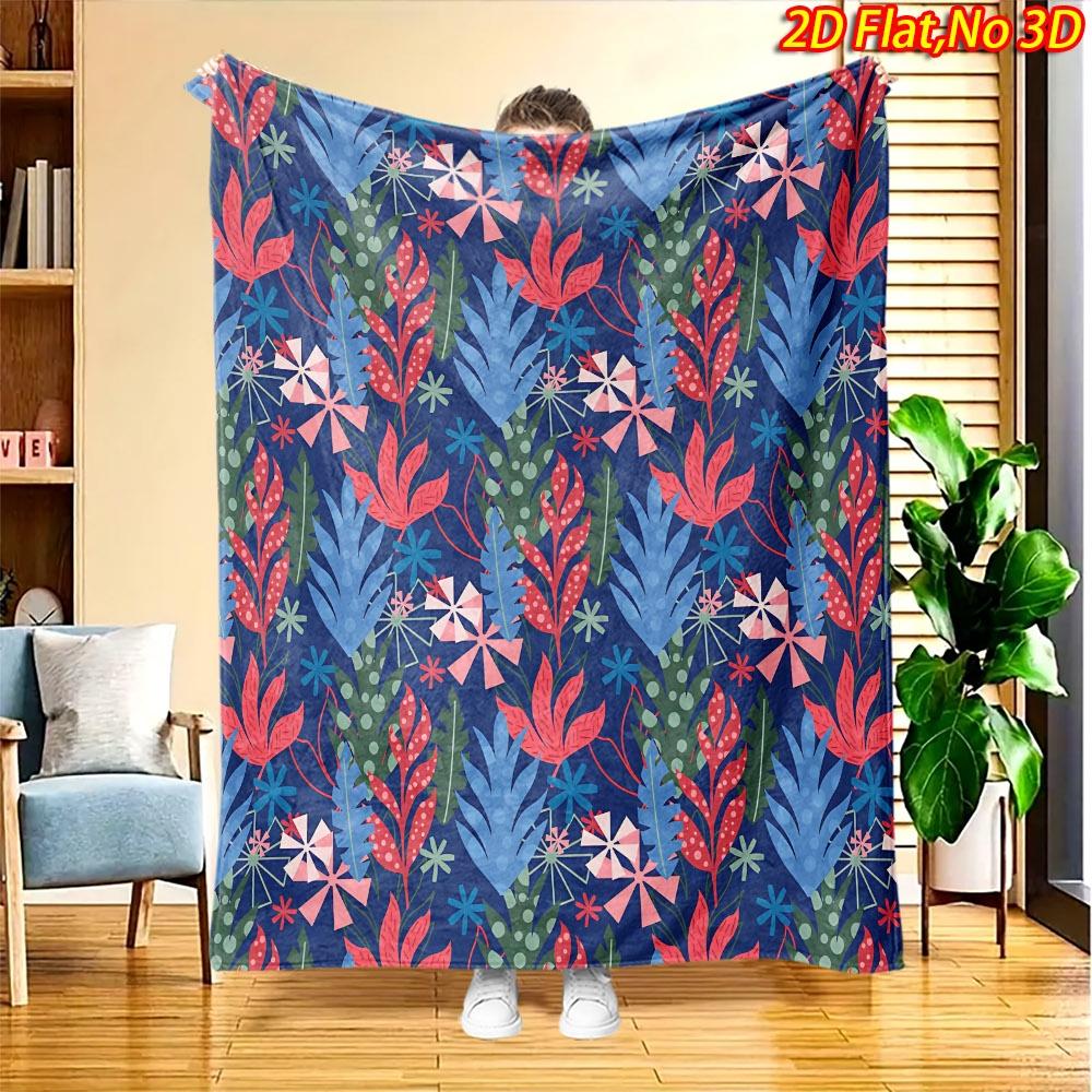 1 Stück Tropische Palme & Botanischer Druck Decke - Weiches Flanell Geeignet für Alle Jahreszeiten, Mehrfarbige Tagesdecke/Überwurf, Maschinenwaschbares Polyester Bettwäsche Gi