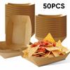 50Pcs Sturdy Durable Kraft Paper Food Containers Boat Shape Snack Bowl Food Tray Box  Picnic Camping