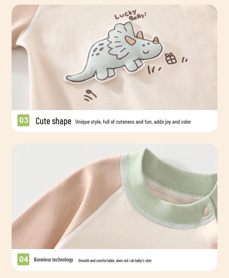 Unisex Newborn Cotton Long Sleeve Bodysuit for Spring and Autumn
