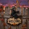 Outdoor Party Decorations Halloween Wooden Welcome Sign, Spooky Skull Frog Crow Witch Door Hanger, Hanging Plaque 2D Wall Sign for Home Decor Creative