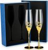 2pcs 200ml Wedding Champagne Glass Set Hearts Gold Toasting Flute Wine Glass Goblet Party Lover Anniversary Valentine's Day Gift