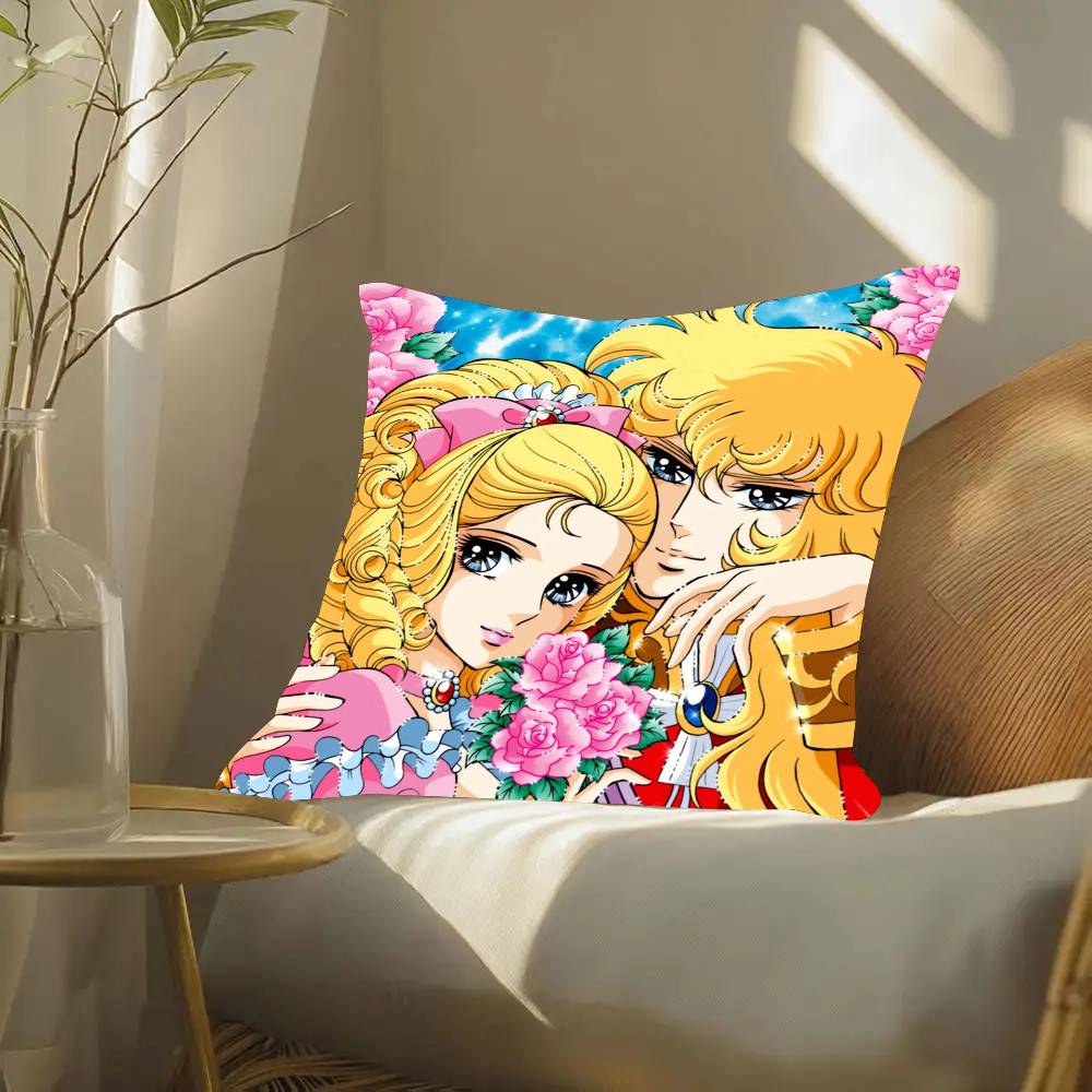 The Rose Of V-Versailles Anime Pillow Case Fashion Square Pillowcase Bedroom Sofa Room Ins Decoration Leisure