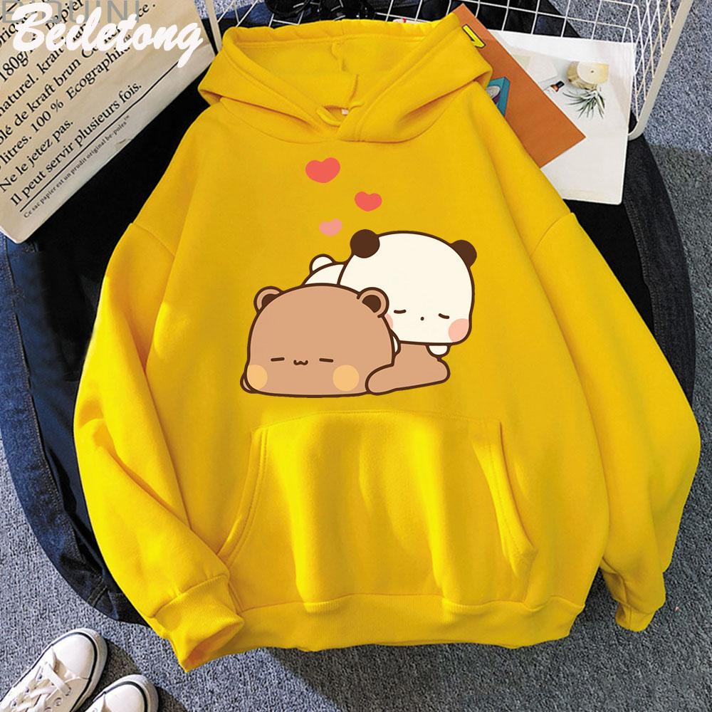 Panda Bear Bubu Dudu Cartoon Hoodie Sleep Cute Printed Clothes for Teens Loose Sweatshirt Spring Pocket