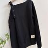 In Stock: Asymmetrical Off-the-Shoulder Hoodie - Early Autumn Korean Designer Sweet & Spicy Girl Trend