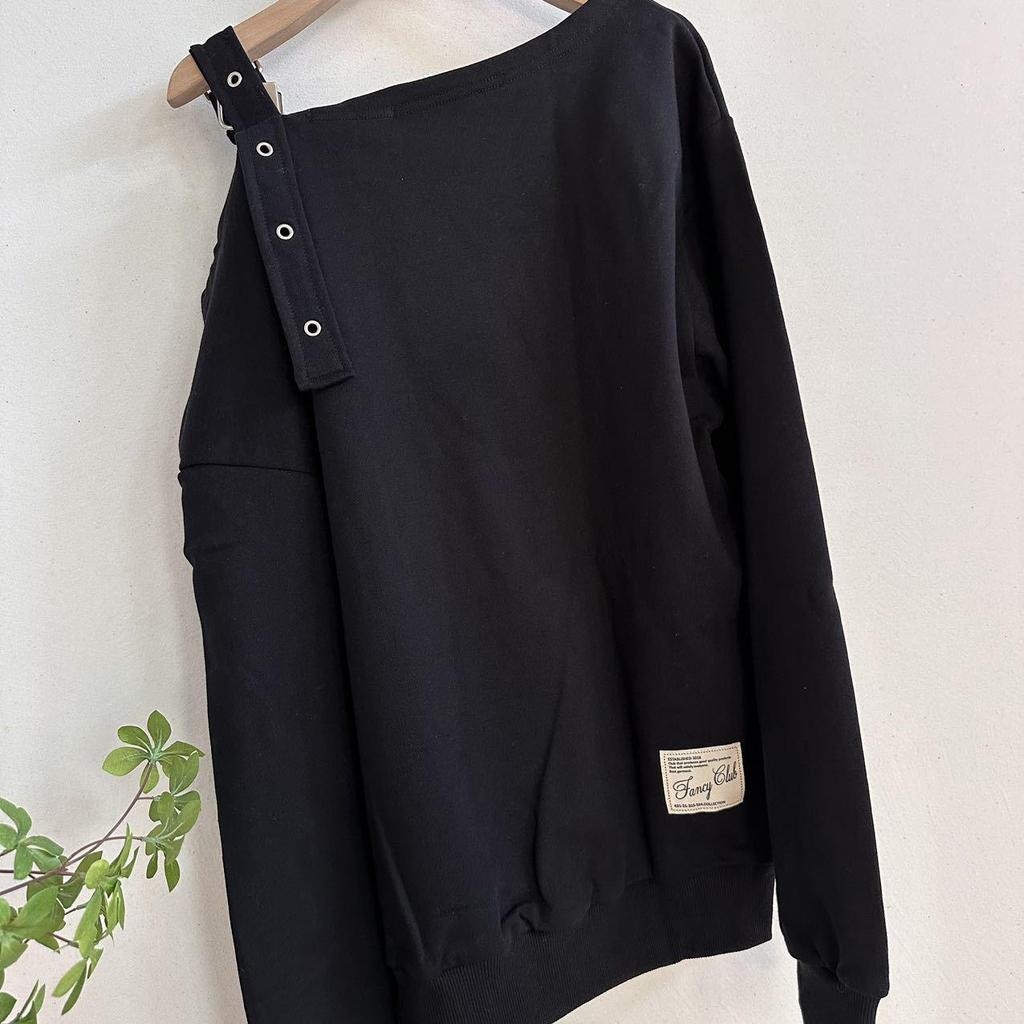 In Stock: Asymmetrical Off-the-Shoulder Hoodie - Early Autumn Korean Designer Sweet & Spicy Girl Trend