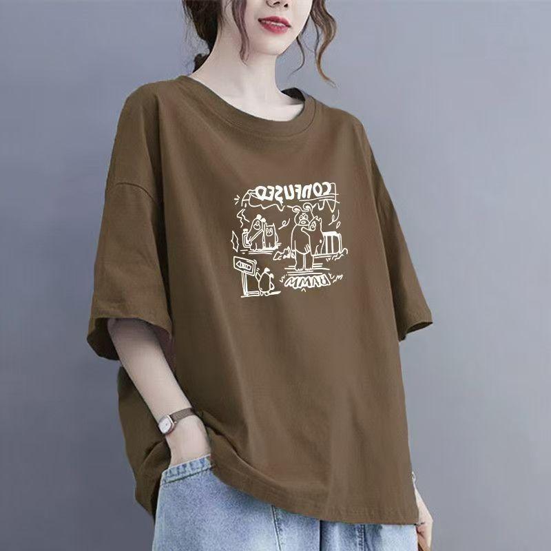 2025 Sommer Neues Kurzarm Damen Baumwolle Lässig Atmungsaktiv T-Shirt