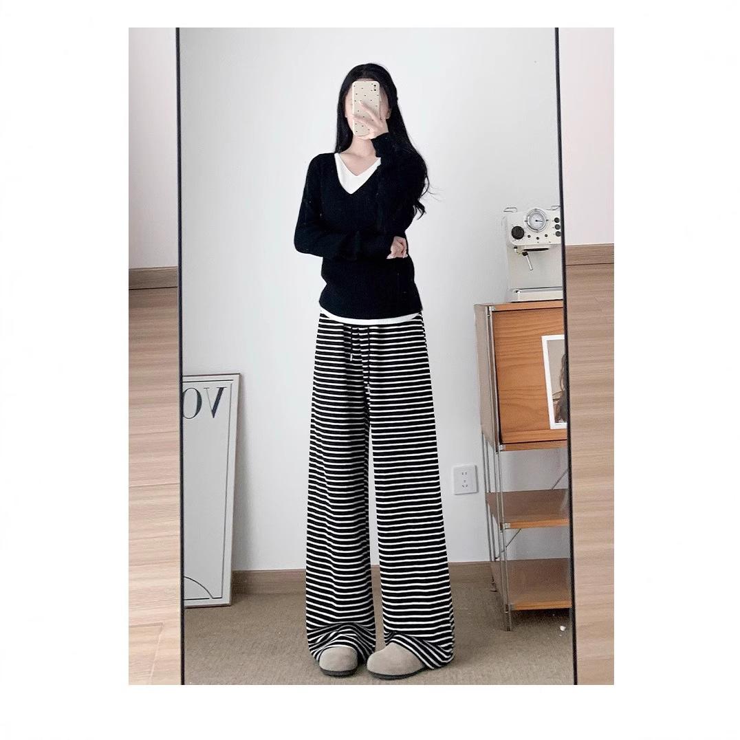 

Lazy Style Women s Wide-Leg Drapey Pants - Korean Trend, Versatile Loose Fit for Spring & Autumn, Floor-Length, 2025 Collection S (80-95 lbs)