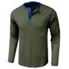 Men's Color Blocked Versatile Long Sleeved Shirt Retro T-shirt Bottom Shirt