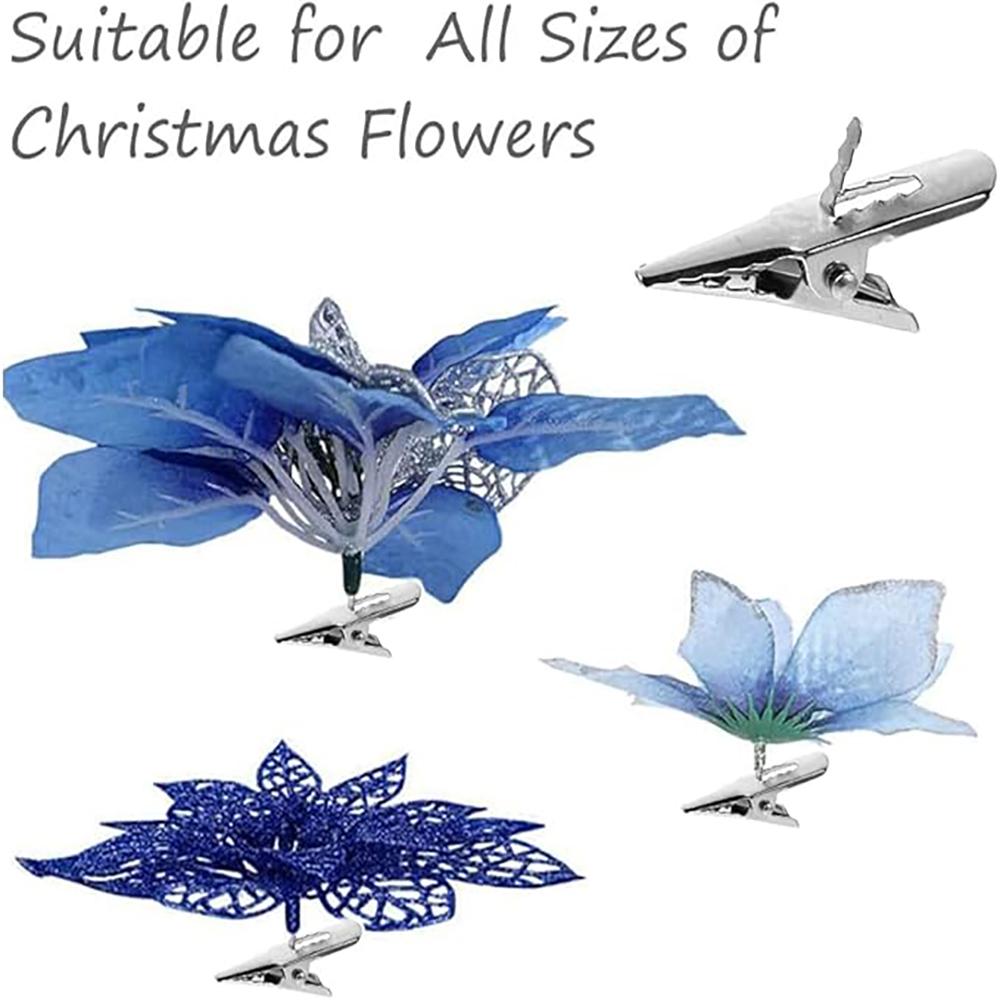 30Pcs Metal Crocodile Clip Home Room Decoration Xmas Tree Ornaments Christmas Flower Clip Wedding Decor New Year Accessories