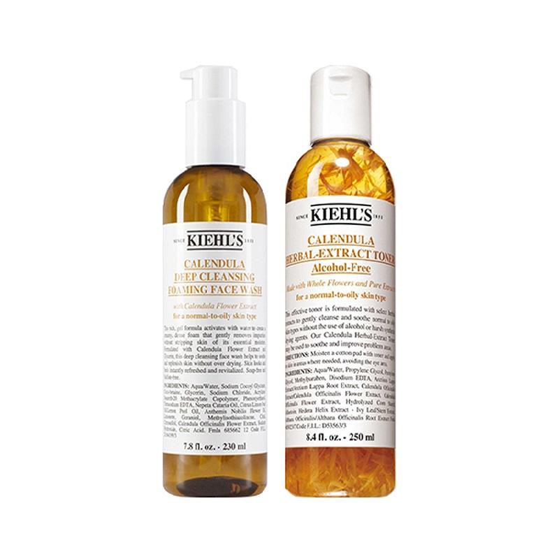 

Kiehl s Calendula Deep Cleansing Foaming Face Wash & Calendula Herbal-Extract Toner Duo Set Toner 250ml+Cleanser Gel 230ml