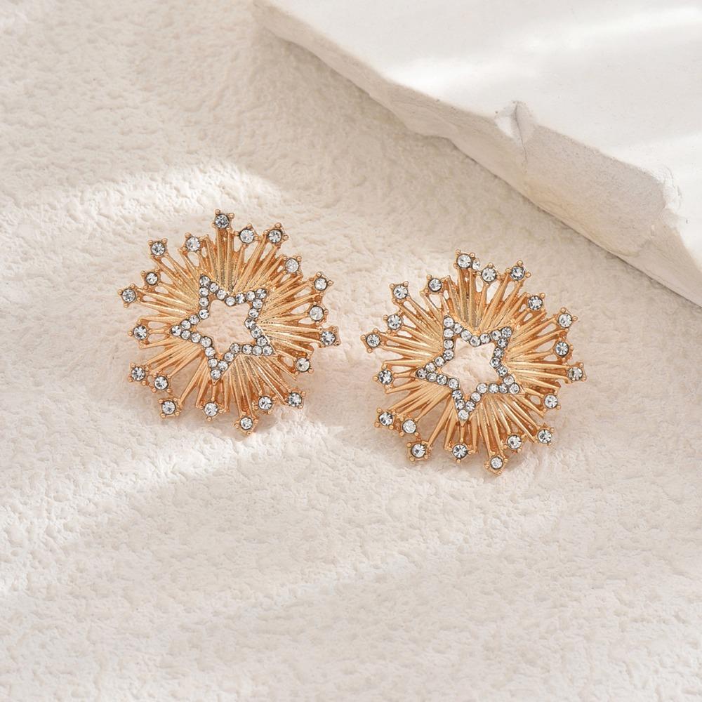 Sun Rhinestone Stud Earrings Zircon Heart Earring Aesthetic Star Earrings  Party Favors