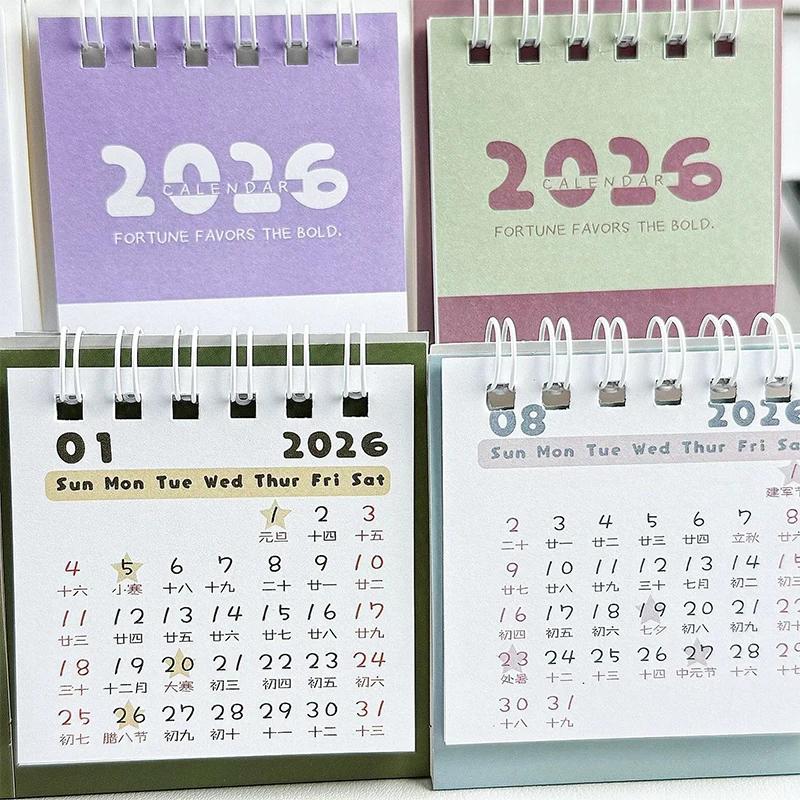 2026 Mini Einfacher Kalender Kleiner Tischkalender Kreativer Spiralbindungskalender Planer Desktop-Dekoration Bürobedarf