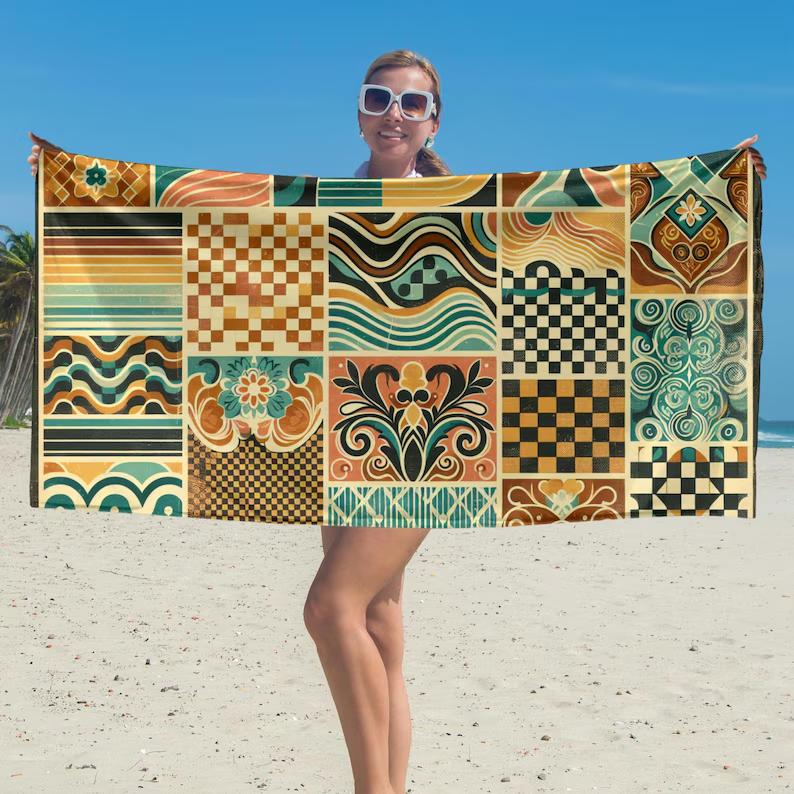 Mexican Bohemian Beach Towel Vibrant Summer Style Beach Towel Microfiber Large Sand Free Quick Dry Towels