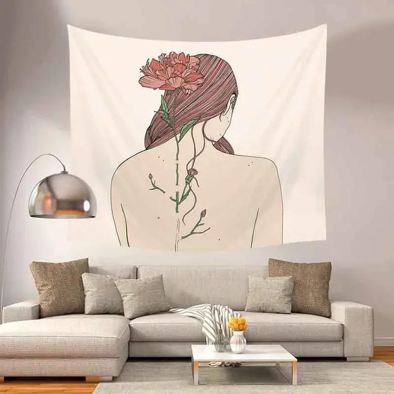 

Украшение стены дома Гобелен Девушка Милый Узор Подвесная Ткань Офис Гостиная Гобелен 100x75cm