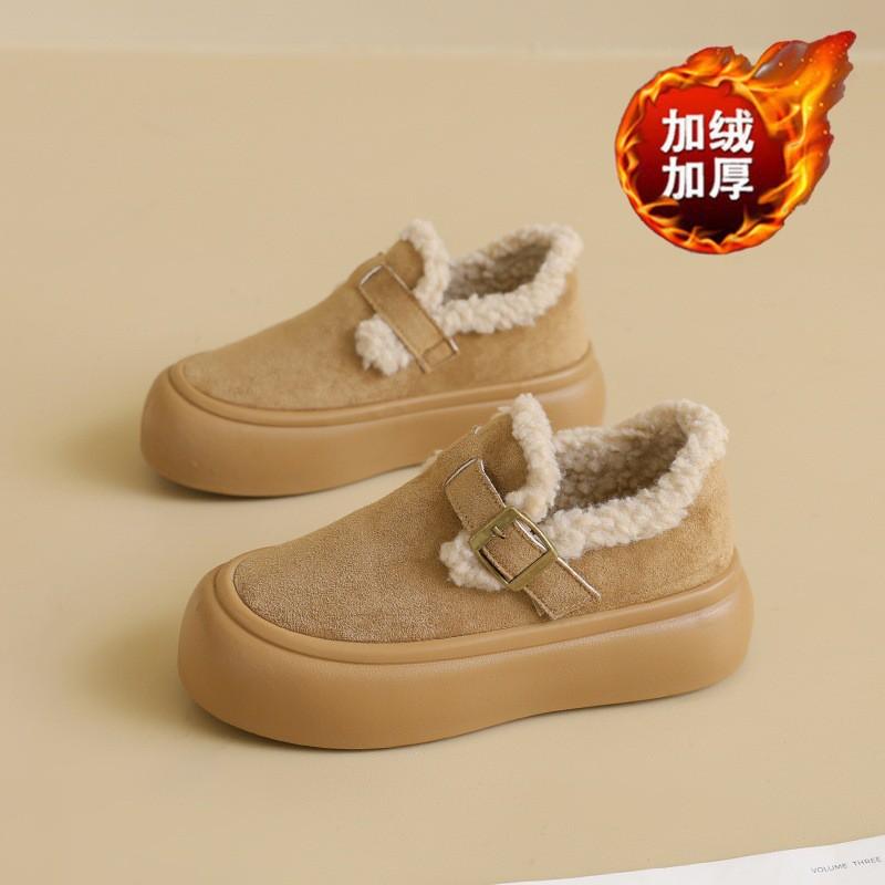 

Velvet Snow Boots Women s Winter Shoes Birken Thick Warm Cotton Sole Height-increasing Fur Loafer Women 35