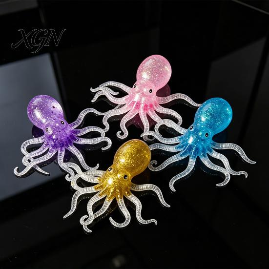 Octopus Sensory Tool Mini Glitter Squeeze Toy, Simulated Stress Relief Shape Toy Soft Sea Animal Shaped Fidget for Relaxation