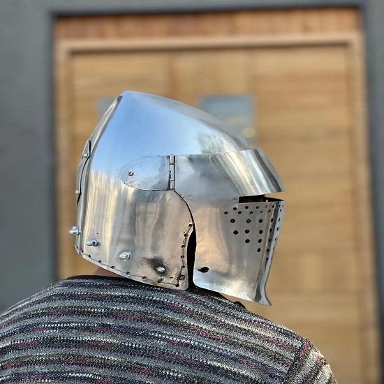 Medieval Close Visor Knight Helmet 18 Gauge Steel Viking Armor LARP Cosplay