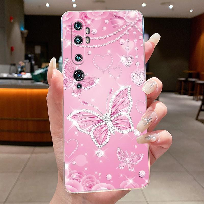 Phone Case For Xiaomi Mi cc9 Pro/Mi Note 10/Mi Note 10 Pro Butterfly Bow Protective Casing Transparent Soft Silicone TPU Cover