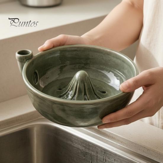 Ceramic Berry Holder with Drainage Self Spinning Washing Bowl, 360 Degree Vortex Cleaning And Flower Shaped Fruit Rinse Bowl Drain Spinner, Vegetable