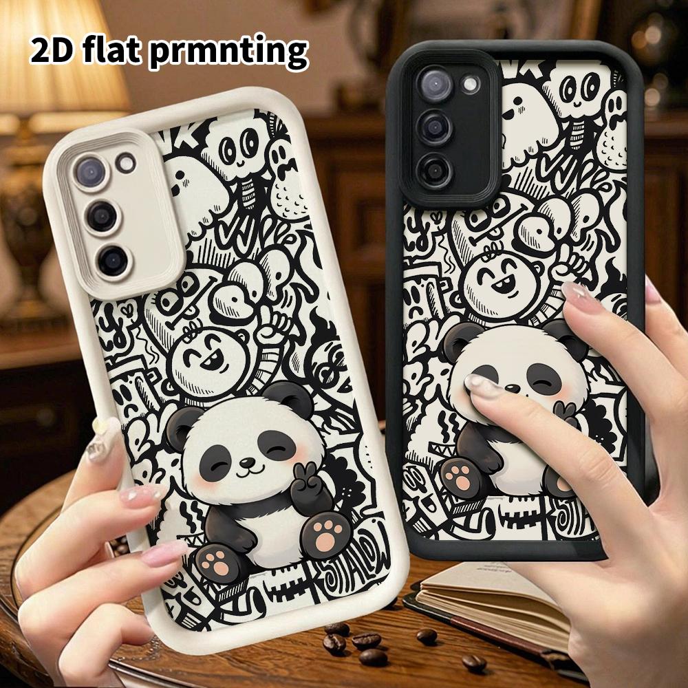 Phone Case: 2D Flat Samsung Galaxy A34 A35 M05 M06 S20 S22 S21 FE Plus 5G Protective Case, Bie Smile Panda, Christmas and Halloween Gifts