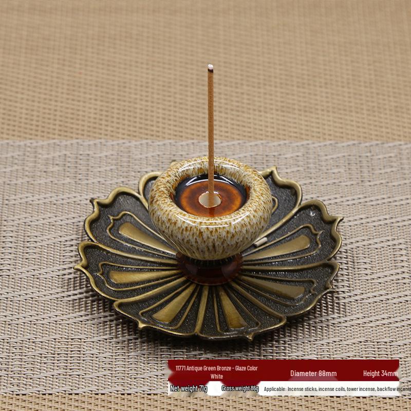 Ceramic Lotus Backflow Incense Burner & Stick Holder Ornament