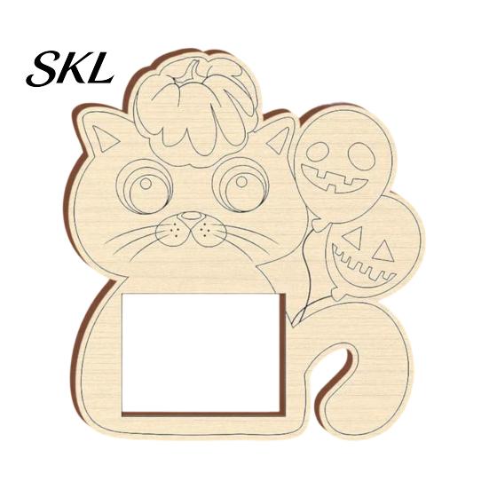 Pumpkin Diy Photo Frame DIY Frame, Wooden Halloween Picture for Kids Crafts, Creative Collage Unfinished Hollow Decor Party Tabletop Display
