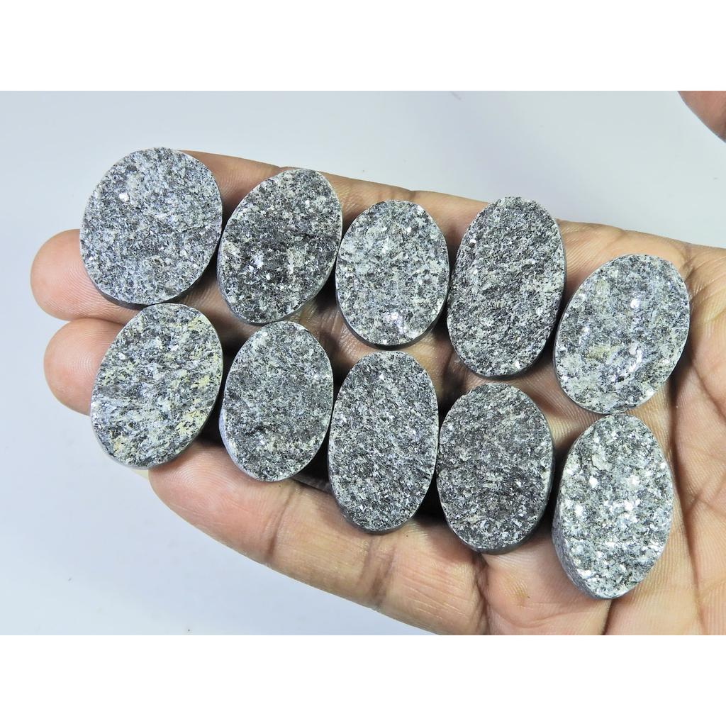 314Cts. Charcoal Titanium Druzy Oval Cabochon Loose Gemstone 10Pcs Lot C-1858