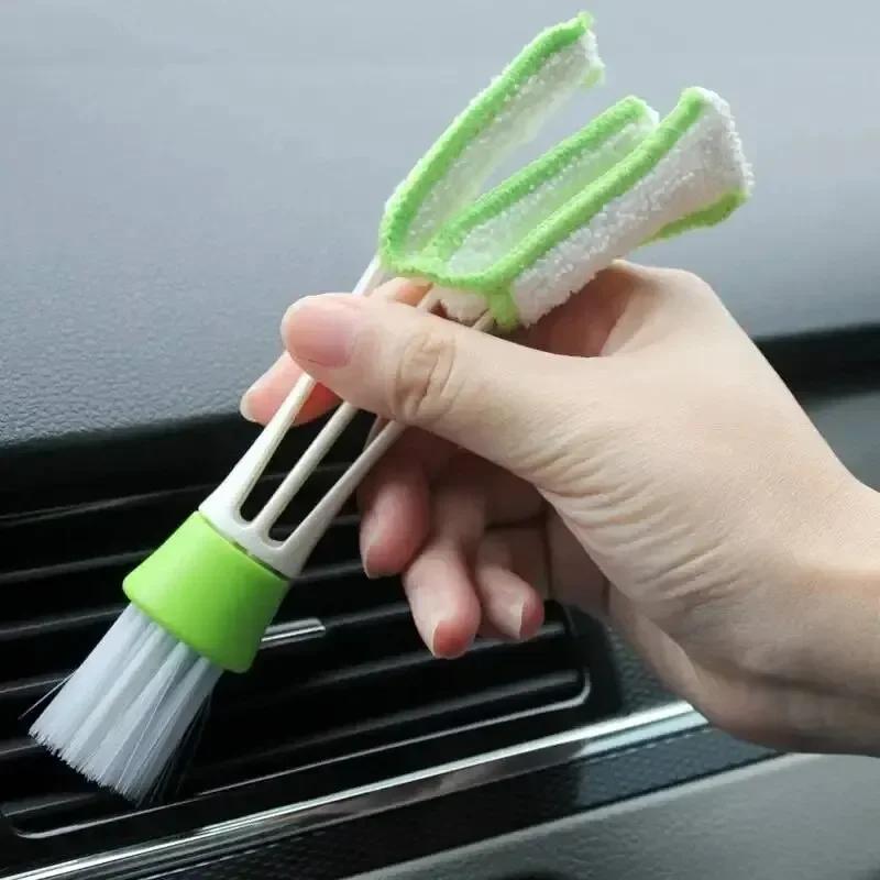 2-in-1 Car Vent Cleaner Brush - Removable Microfiber Cover for AC Vents Keyboard Electronics Home Car Detailing