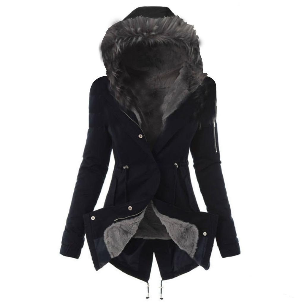 2025 New Women's Winter Cotton Coat Hooded Slim Warm Zip Jacket Fashion Outerwear for Women