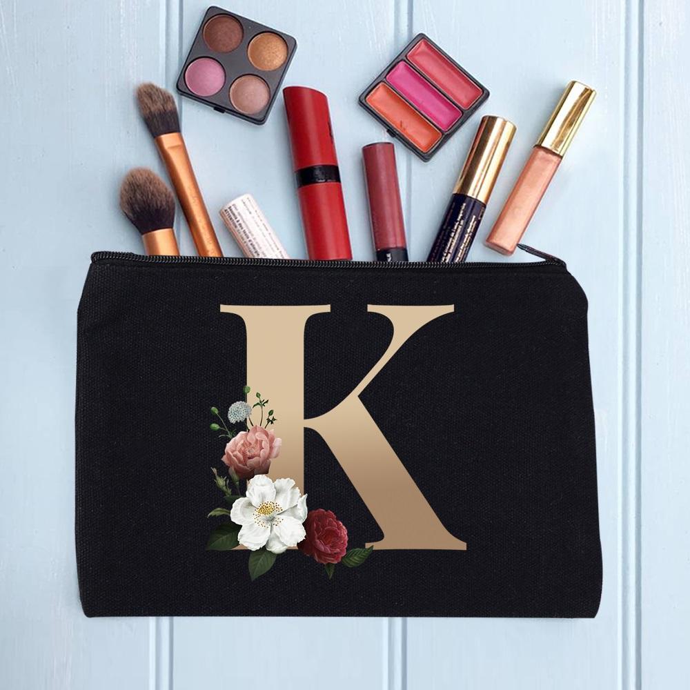 Damen Kosmetiktasche Make-up Tasche Weiblich Initialen Namensbuchstaben Muster Lippenstift Taschen Handtaschen Reißverschluss Federmäppchen für das Büro