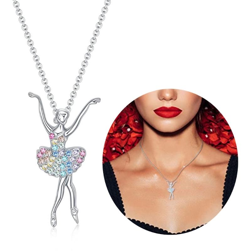 Dansande Flicka Berlock Halsband Justerbar Halskedja Dansare Hänge Smycken för Flickor