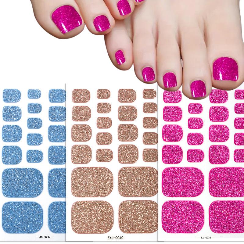 Solid Color Glitter Toenail Stickers, Popular Cross-border Toenail Stickers, Nail Art Stickers, Waterproof Toenail Stickers.