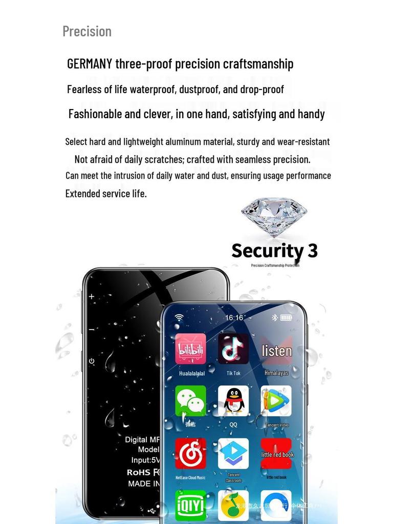 WLAN-fähiger MP4/MP5-Player: Tragbares Vollbildgerät für Musik, Video, Bluetooth und E-Book-Lesen