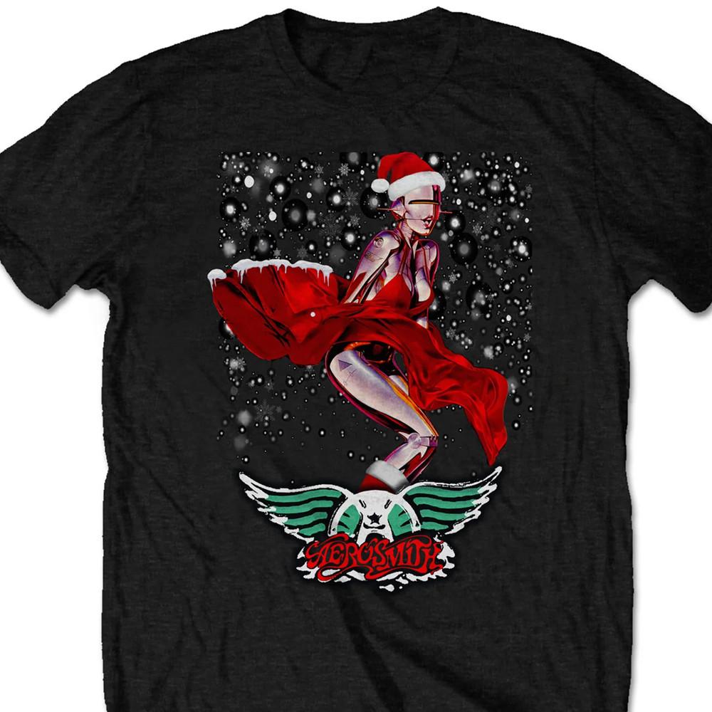 Aerosmith Christmas Short SLeeve Cotton Black Unisex Tshirt S234XL US502 Unisex T-Shirt Graphic Tee