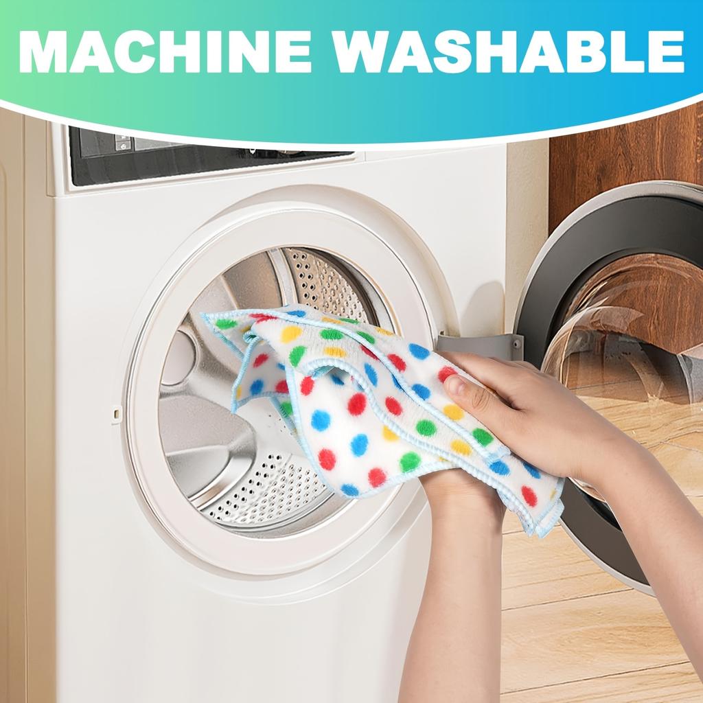 8pcs Streak-Free Cleaning Cloths, Super Absorbent & Quick-Dry Reusable Towels for Kitchen, No Lint Non-Scratch,Polka Dot Pattern